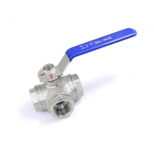 1/" внутренняя резьба три 3-ходовой шаровой клапан DN15 Нержавеющая сталь 201 ручка клапана клапаны L T Порты и разъёмы