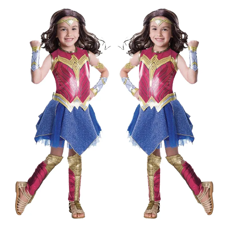 Детский маскарадный костюм Чудо-женщины для костюмированной вечеринки, Супермен, чудо-женщина, супердевушка, Детский костюм на Хэллоуин