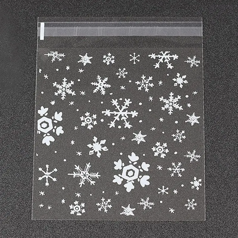 100 шт мини прозрачный скраб плоский карман Рождественская Снежинка подарочная упаковка «сделай сам» сумки рождественские конфеты пластиковый пакет для печенья