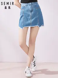 SEMIR джинсовая юбка для женщин Лето 2019 г. Новый HK аромат шик ассиметричный, с высокой талией Короткая тенденция необработанный край