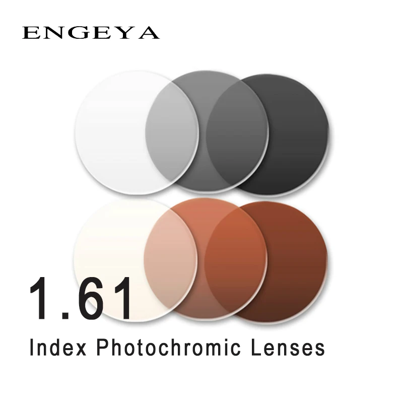 

ENGEYA 1.61 HMC Prescription Photochromic Lenses Transition Grey Brown Lenses Optical Clear Anti Glare Sunglasses Lens