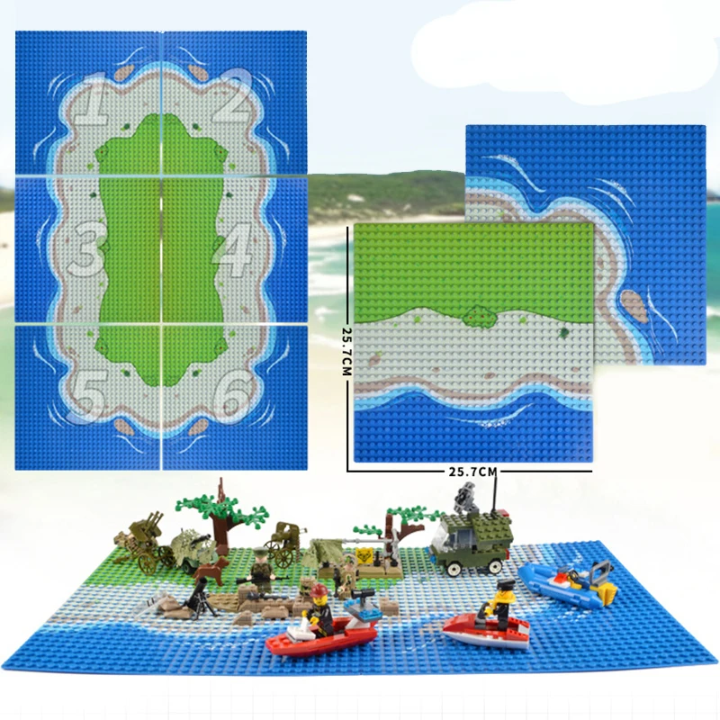

32x32 Dots Seabeach Base Plate Compatible LegoINGlys City DIY Building Blocks Sea Island Baseplate Sets Toys for Children Gift