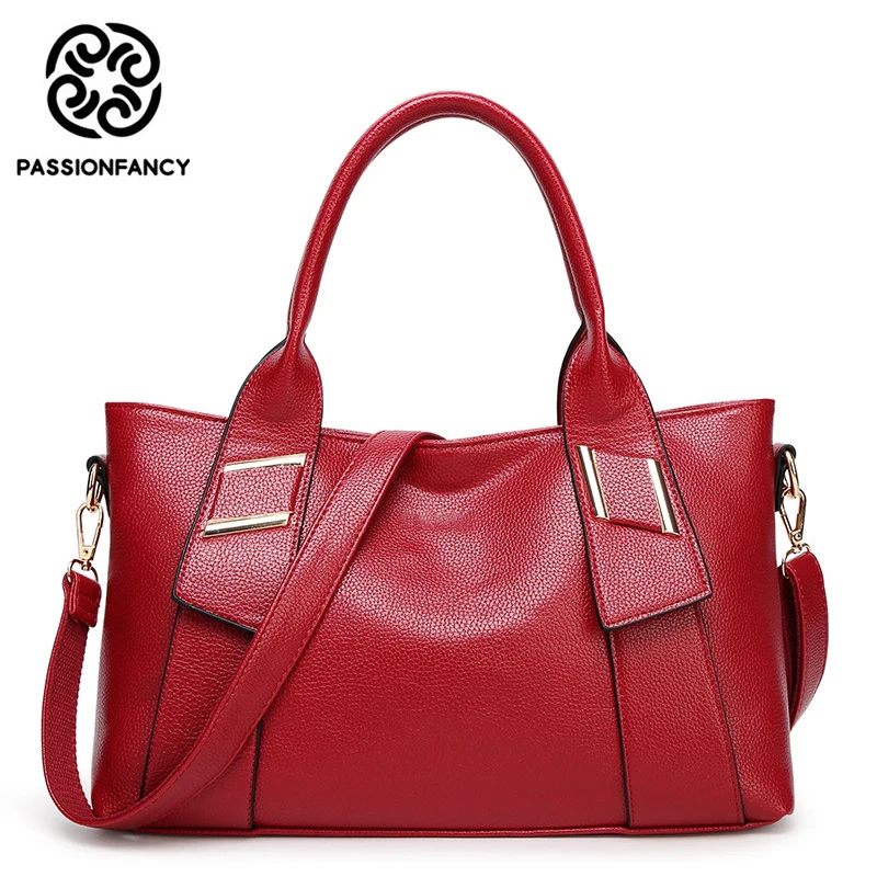 

Luxury Solid Women Handbag Soft PU Leather Women Top-Handle Bag Casual Tote Shoulder Bag Large Capacity Ladies Hand Bags 36cm