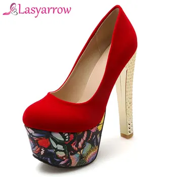

Lasyarrow Shoes Women High Heels Pumps Spring Round Toe Gladiator Shoes Female Stiletto Sexy Platform Party Wedding Shoes F78