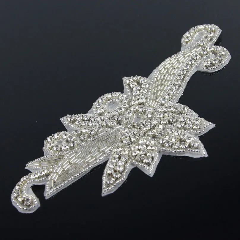 

1 pc18*9.5 cm Silver Appliqued for Clothes Handcrafted Lace Trim Sewing On High Quality R2816