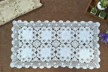 

Handmade Crochet Flower retro hollow Rectangular Tablecloths Cotton Table Runner Furniture Cover towel universal Cover cloth