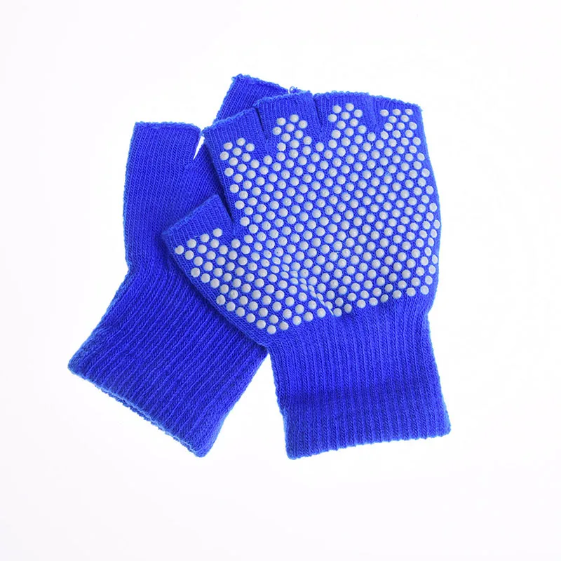 1 пара унисекс спортивные антискользящие перчатки без пальцев липкие для йоги/Баланс Пилатес теплые тренировки фитнес открытые перчатки - Цвет: Темно-синий