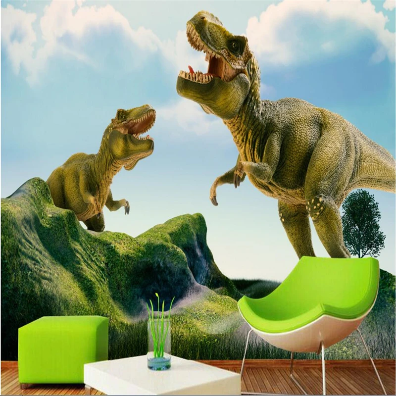 

beibehang Custom Photo Wallpaper Large Mural Wall Stick 3d 3d 3D Dinosaur Animal Tyrannosaurus RIVER BACKGROUND papel de parede