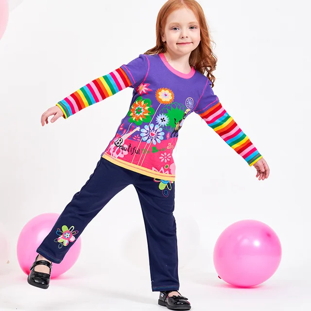 DXTON Girls Winter T-shirts Rainbow Long Sleeve Tops For Girls Toddler Kids Blouse Cotton Children Tees Christmas Girl Clothes 5