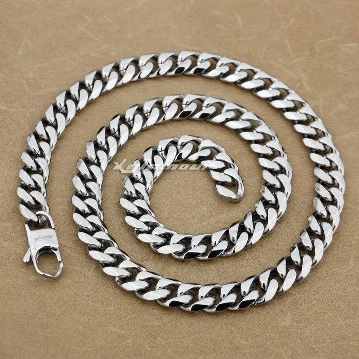 

Silver Fashion Hard Chain Solid 316L Stainless Steel Cool Men's Shiny Necklace 5M004N 18"~36"
