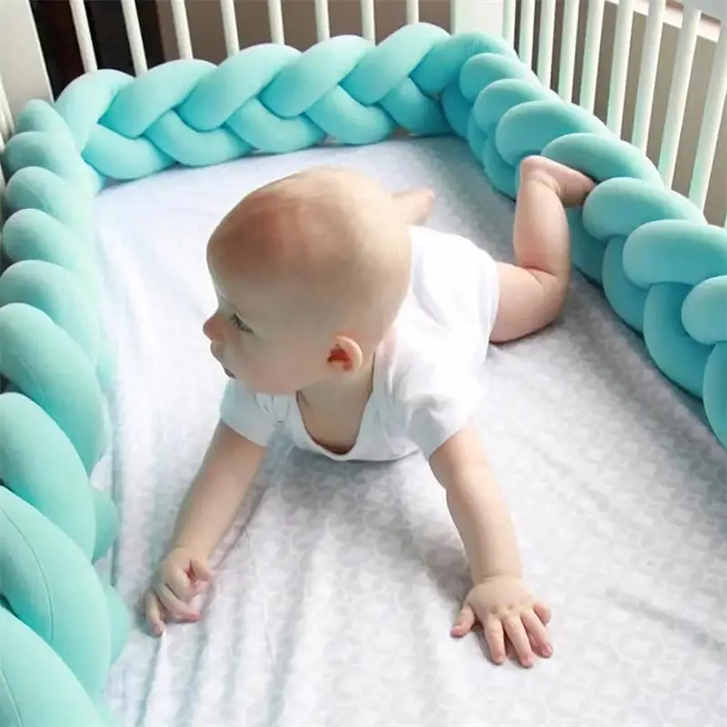 

1M-3M Baby Bed Bumper For Newborn Knotted Braid Pillow Cushion Baby Crib Bumper Protector Baby Crib Protector Room Cot Decor