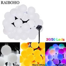 30/50 светодиодные Солнечные гирлянды, водонепроницаемые шары, наружные декоративные сказочные светильники для сада, рождественских елок, патио, вечерние