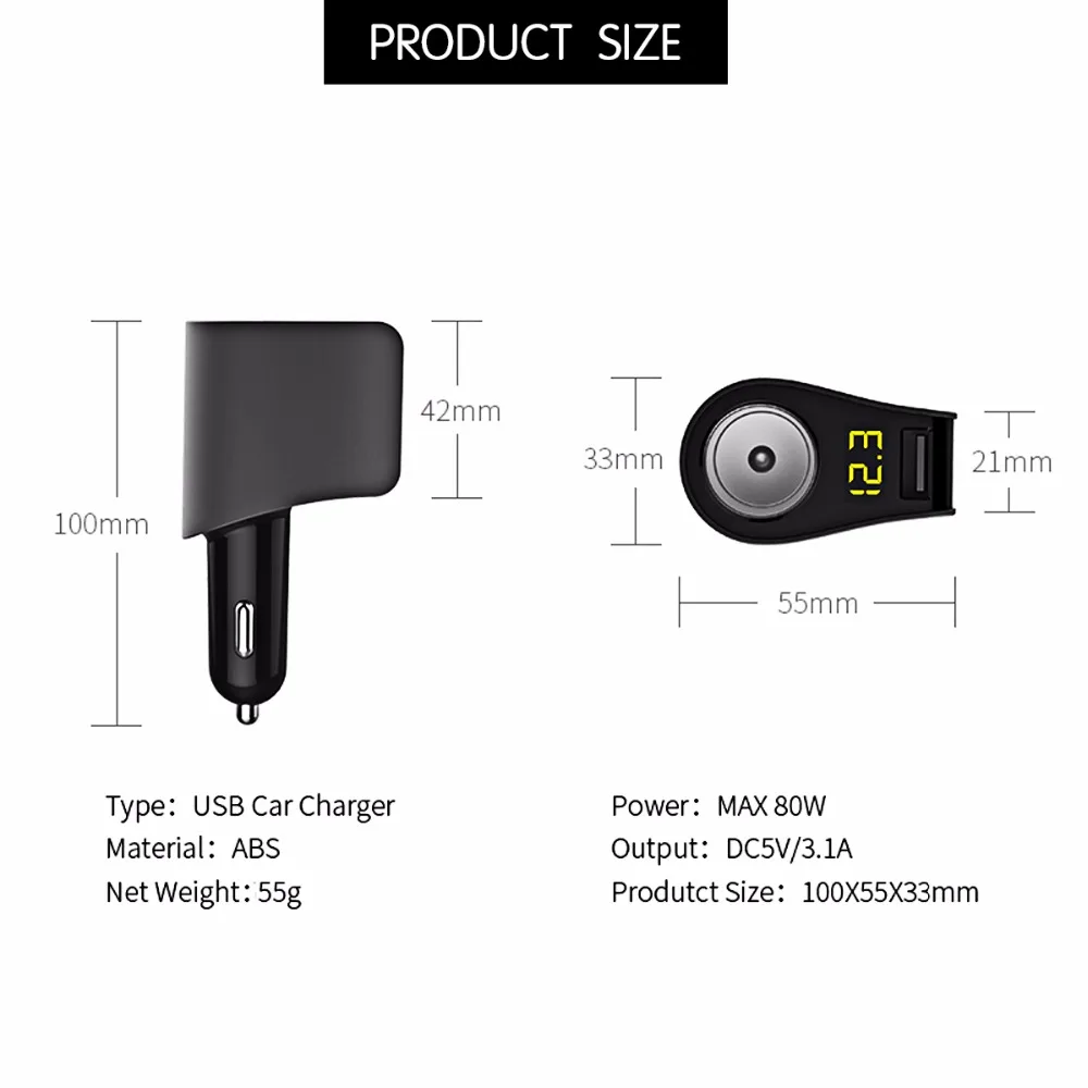 Onever 3.1A 3-USB адаптер питания Прикуриватель разъем USB Автомобильное зарядное устройство адаптер Поддержка умной быстрой зарядки