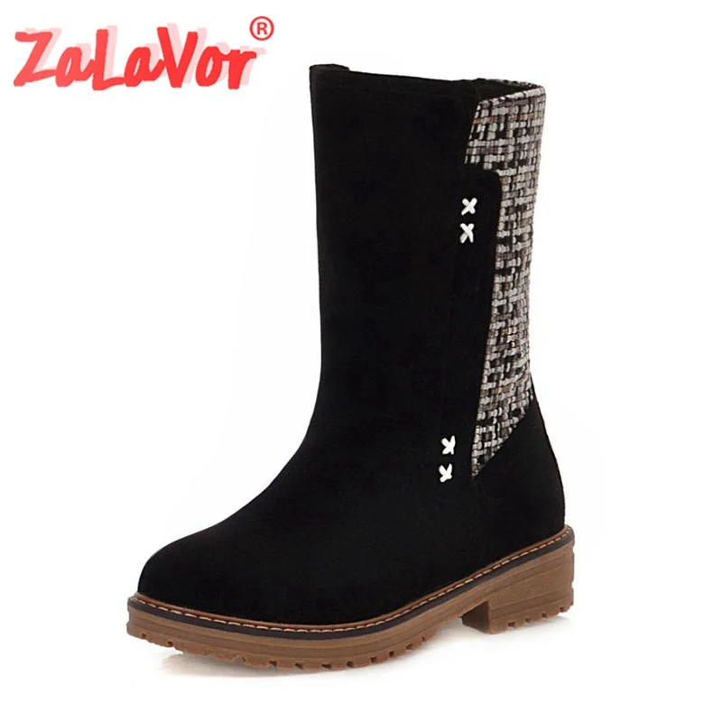 

ZALAVOR Casual Half Short Boots Winter Flats Comfort Warm Shoes Women Fashion Colorful Weaving Simple Wild Footwear Size 34-43