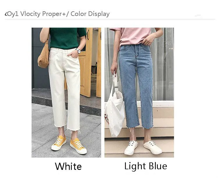 Jeans For Women Casua LRipped Jeans Denim Pants Ankle-Length high Waist Loose Fashion Straight Pants Trousers
