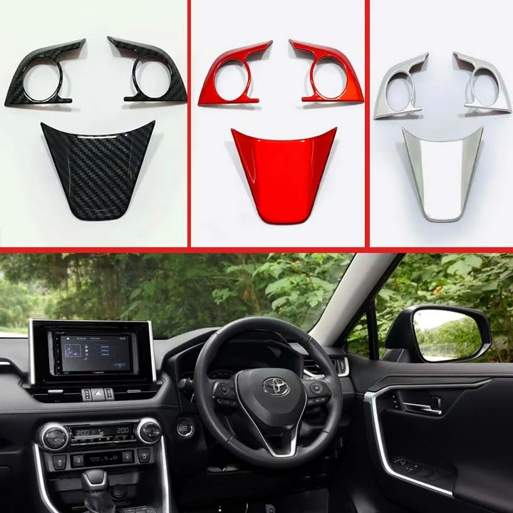 

For TOYOTA Rav4 (XA50) 2019 2020 Decorate Accessories Steering Wheel Panel Cover Bezel Trim Insert Badge Molding Garnish