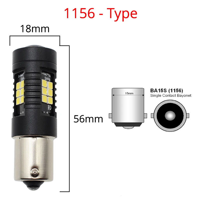 2X P21W светодиодный PY21W 1156 BA15S светодиодный лампы автомобиля светильник s 1200Lm сигнал поворота Стоп-сигнал светильник R5W 3030 светодиодный s 12V 24V автомобилей лампы - Испускаемый цвет: 1156