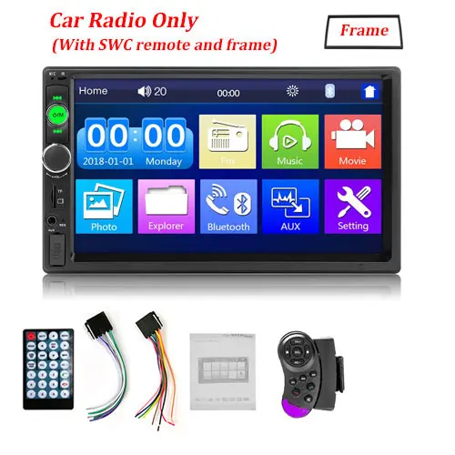 Camecho 2 Din 7 дюймов Автомобильный Радио Bluetooth мультимедийный плеер Авто аудио стерео Android Зеркало Ссылка авторадио FM Радио стерео - Цвет: Radio and Frame