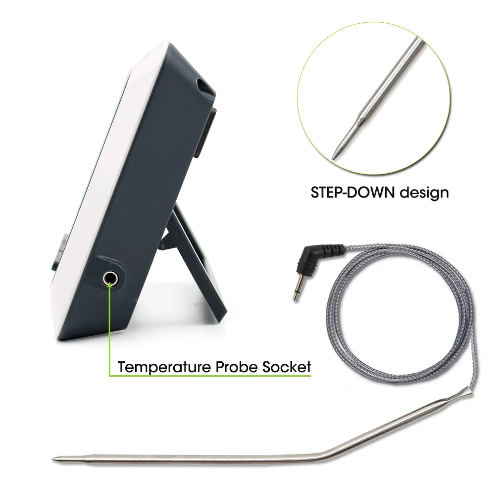 Термопро TP-04 большой ЖК цифровой гриль, барбекю, печь, приготовление пищи, Мясо зонд термометр встроенный таймер с нержавеющей понижающий зонд