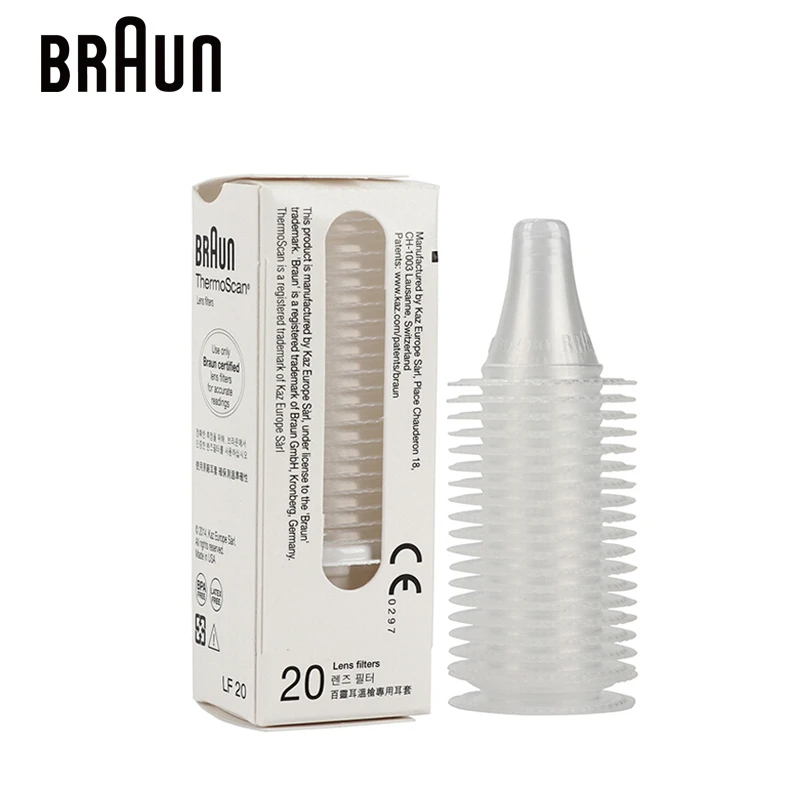 Braun Ear Thermometer Lens Filter Replacement for Braun ThermoScan Series 20 Pcs/Box Apply to IRT6520 6500 6030 6020 4520 3020