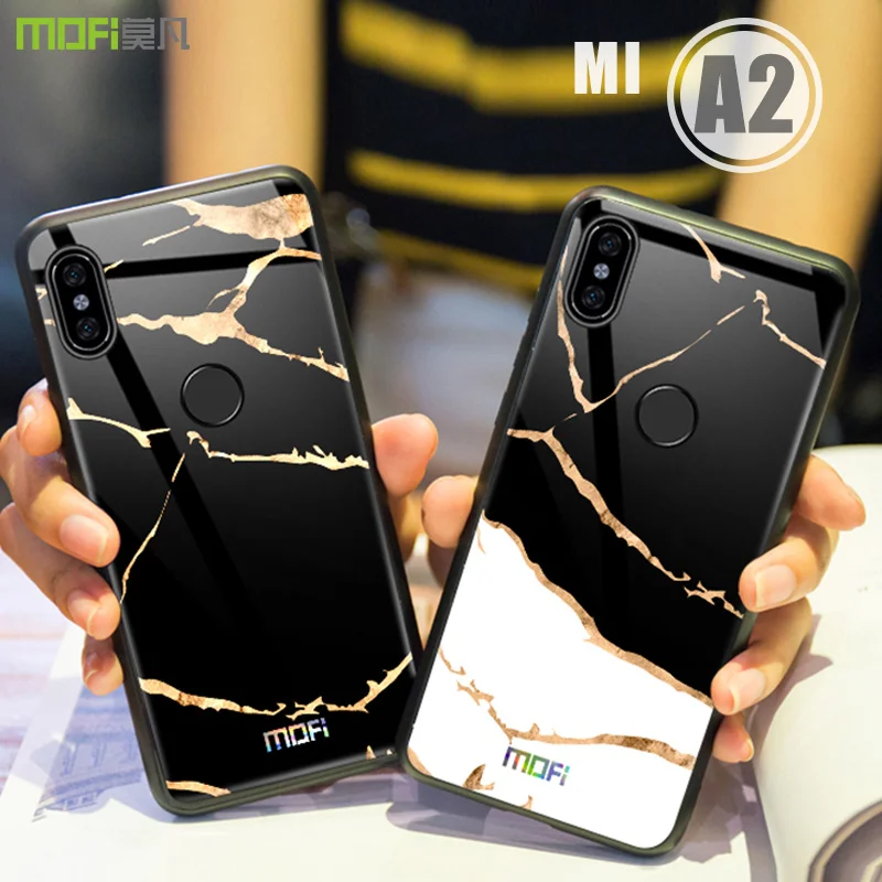 Для xiaomi mi A2 чехол MOFI мрамора закаленного стекла полный Чехол для 6X жесткий |