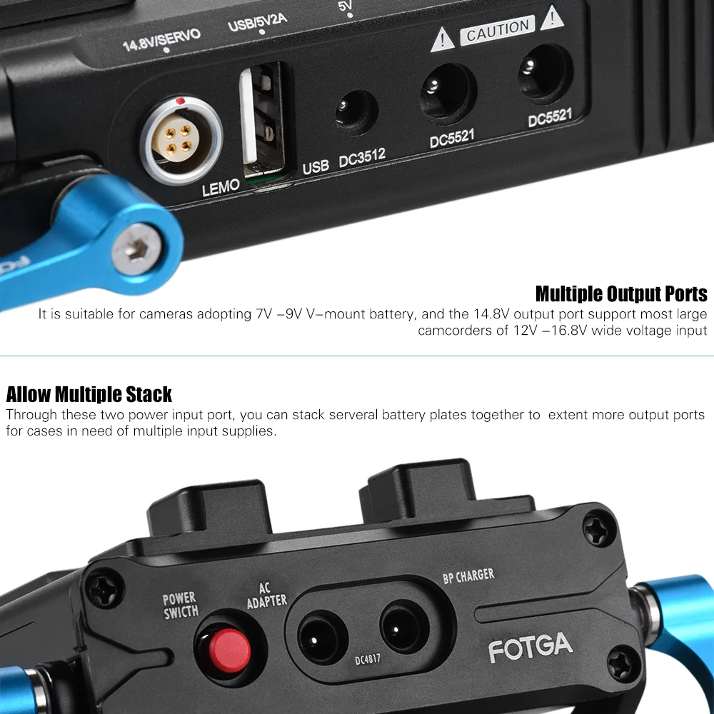 FOTGA DP500III 2 в 1 V mount адаптер зарядное устройство 15 мм стержень зажим для Canon Nikon Sony