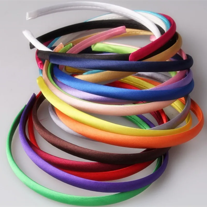 

10 mm Colored Satin covered hairbands fashion Hair Band girl Headband Hair accessories headwear 21colors available Free shipping