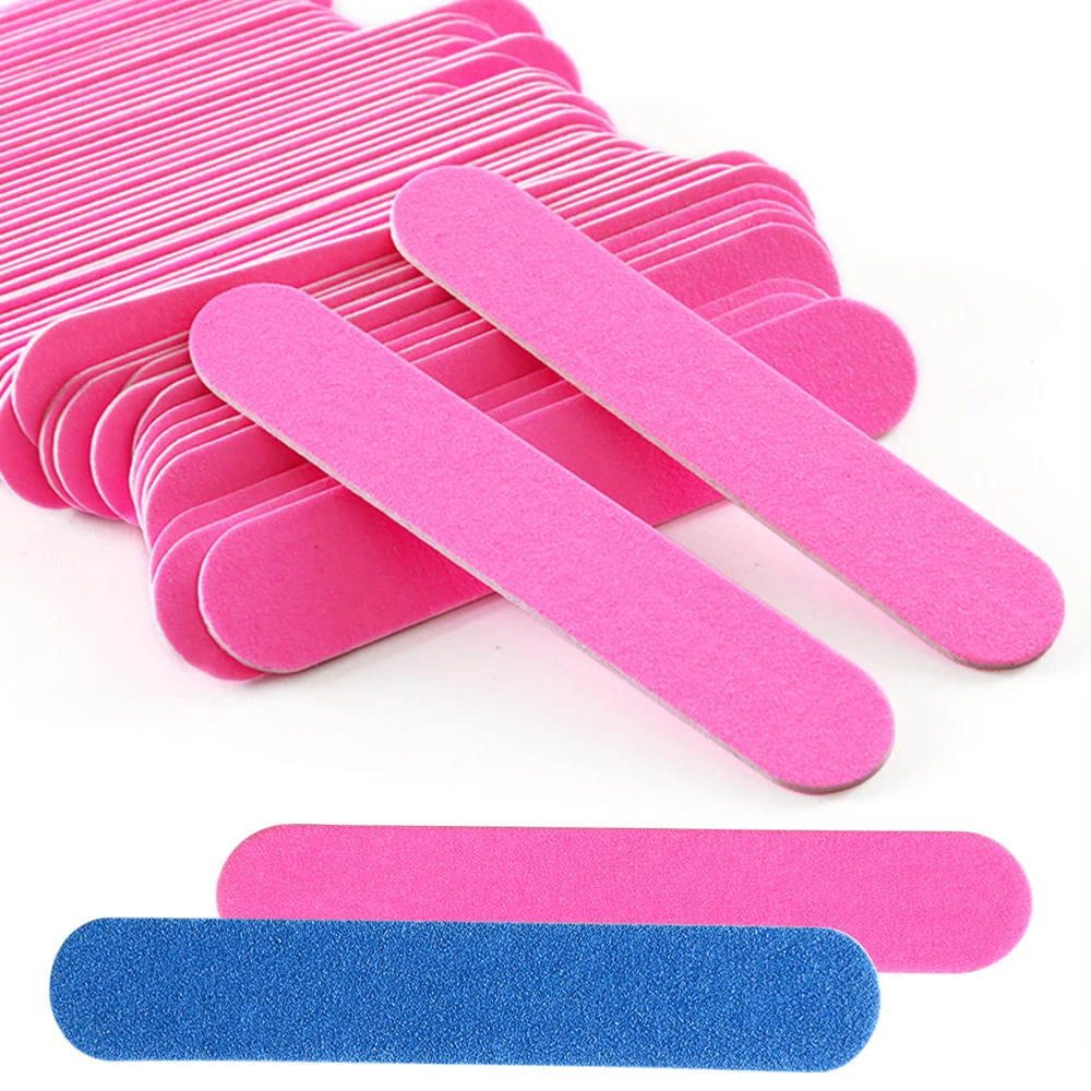 

100pcs Blue Nail Files Sanding Styling Tool for Nail Buffers Block Tip Professional Manicure Pedicure Care Accessories Set BE859