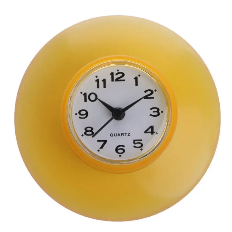 Водонепроницаемые настенные часы на присоске для кухни и ванной комнаты, настенные украшения на день рождения - Цвет: Цвет: желтый