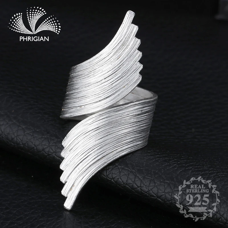 

Jewelry Ring 925 Sterling silver Ring Antique store Thai silver S925 solid authentic handicraft feather pure lines angel wing