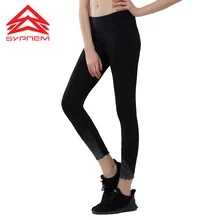 Syprem штаны для бега черный отражающий ночной бег женские эластичные лосины с высокой талией для йоги брюки быстросохнущие спортивные брюки, TK2525