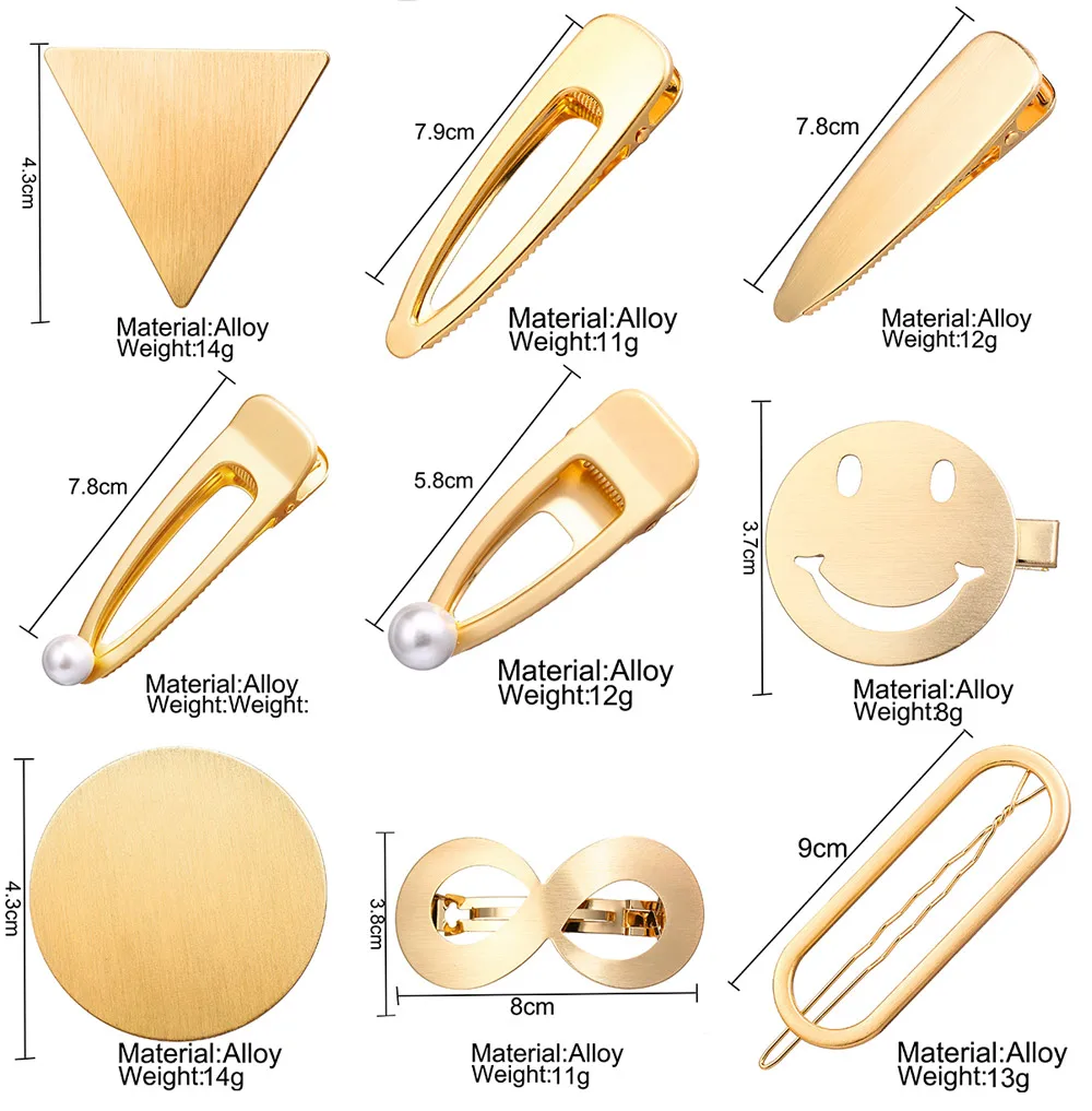 Аксессуары для волос, металлическая заколка с застежкой для девочек и женщин, заколки для волос со смайликом