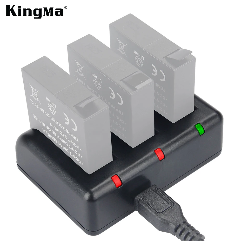 KingMa AZ16-1 Батарея 3-канальный блок питания с USB Зарядное устройство для спортивной экшн-камеры Xiaomi YI AZ16-1 и для спортивной экшн-камеры Xiaomi Yi II 4K экшн Камера аксессуары