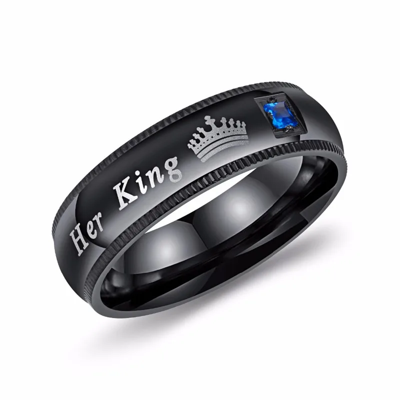 Modyle Engraving Wedding Rings for Women Men Stainless Steel Matt Surface Anniversary Band Valentine Gift His Queen Her King