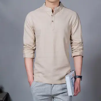 

Nice Fashion Long Sleeve Men Shirts Male Casual Linen Shirt Men Brand Plus Size Asian Size Camisas