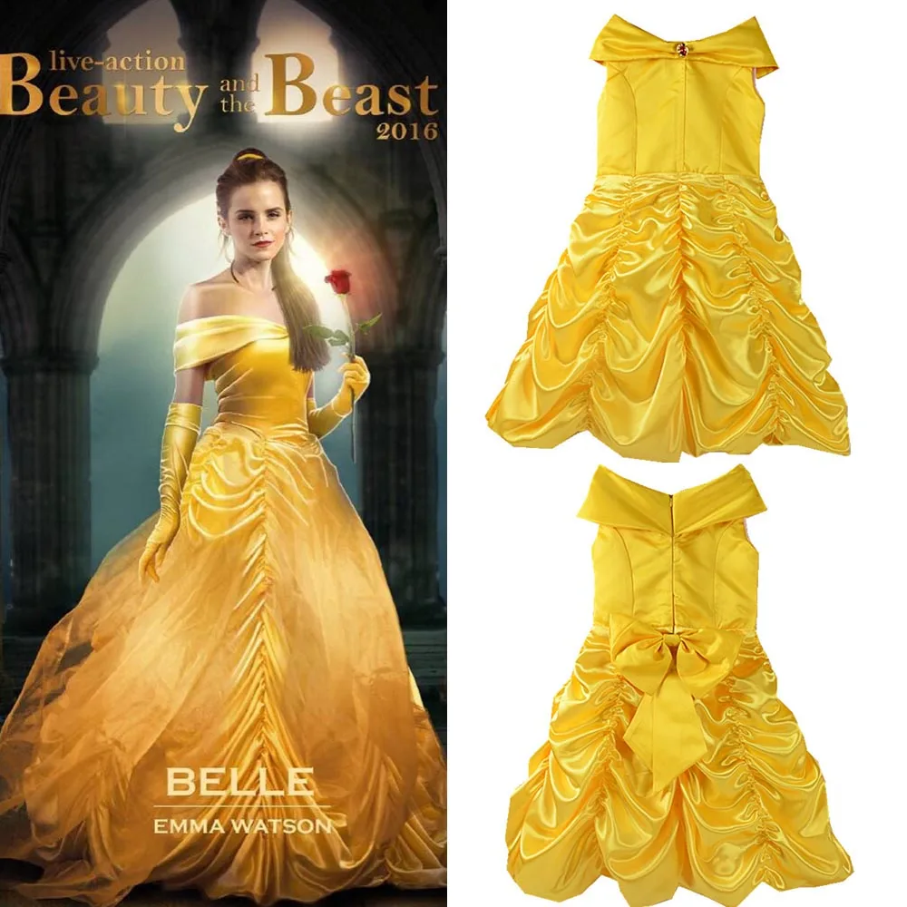 2017 Movie Beauty And The Beast Princess Belle Kids Cosplay 2017 Movie Beauty And The Beast Princess Belle Kids Cosplay Costume Yellow Wedding Dress In S Costumes From Novelty Special Use On Aliexpress