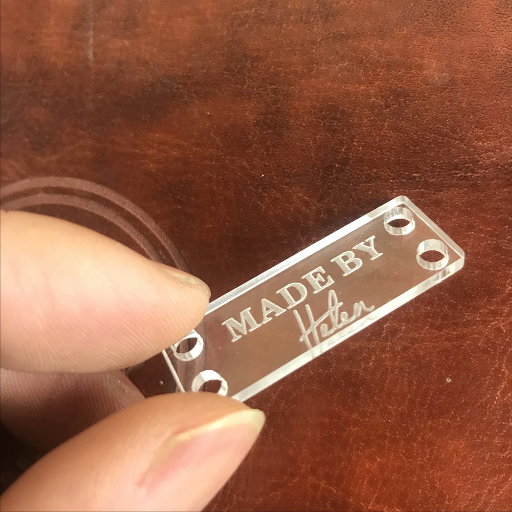 Custom acrylic tag,clothing tag,sewing on acrylic labels tags,crochet hatsgloves bag,Personalized labels for handmade products  (4)