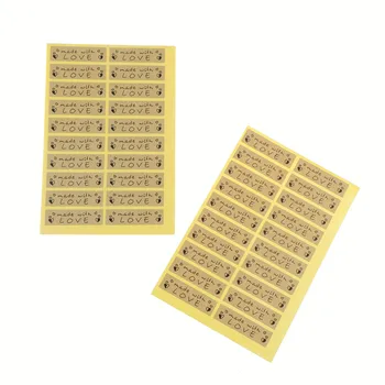 

100Pcs Made With Love Heart Handmade Cake Packaging Sealing Label Kraft Sticker Baking DIY Gift Stickers