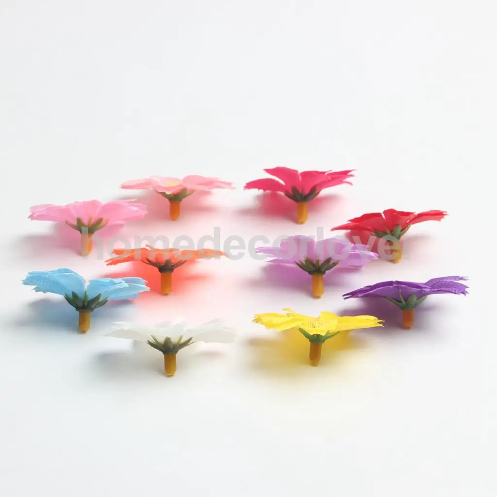 50pcs 4cm Silk Flower Daisies Flower Heads for Wedding/Car/Spring/Home/Garden Decoration Wreath DIY Floral Arts and Crafts