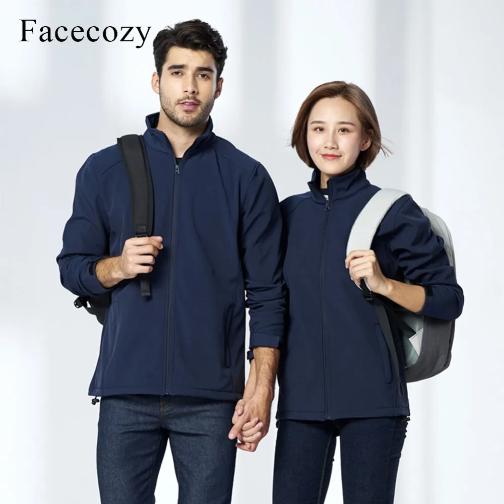 Мужская Флисовая Куртка Facecozy однотонная ветрозащитная куртка с флисовой
