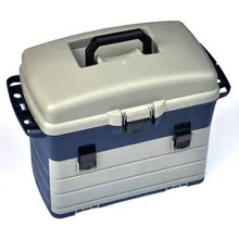 Большой 42 см многоцелевой дорожный Морской рыболовный ящик для рыболовных снастей серый ящик для инструментов на заднем сиденье 3 слоя коробка для приманки Рыболовная коробка для хранения