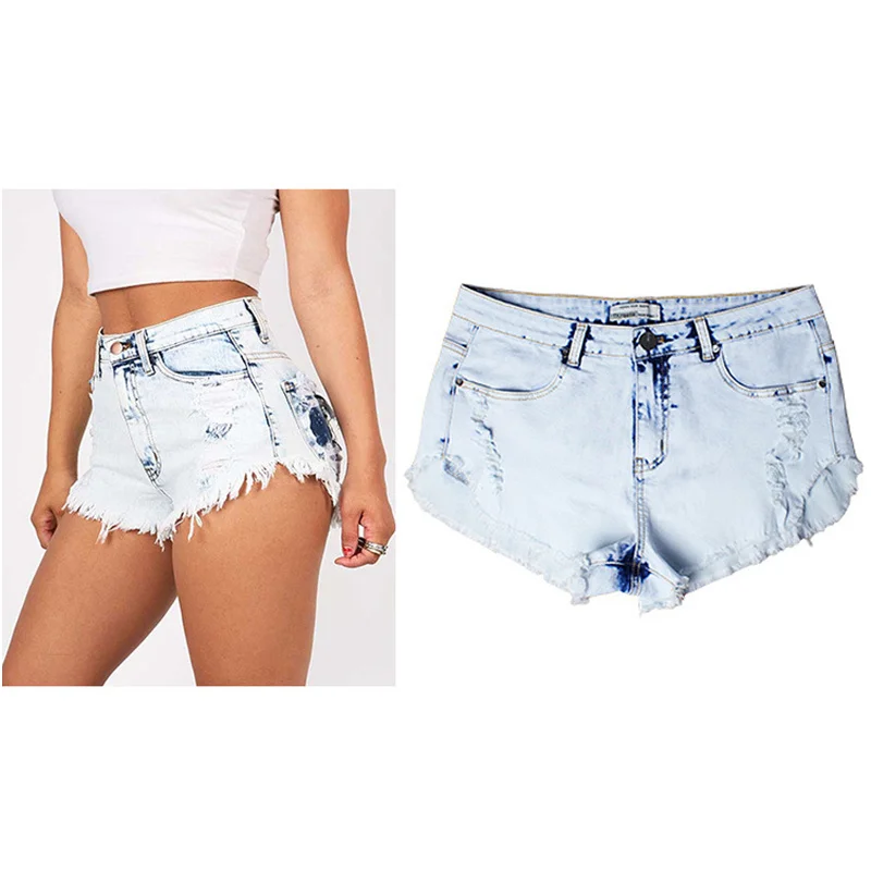 Windreama Frayed Denim Shorts Women Casual Summer Jeans