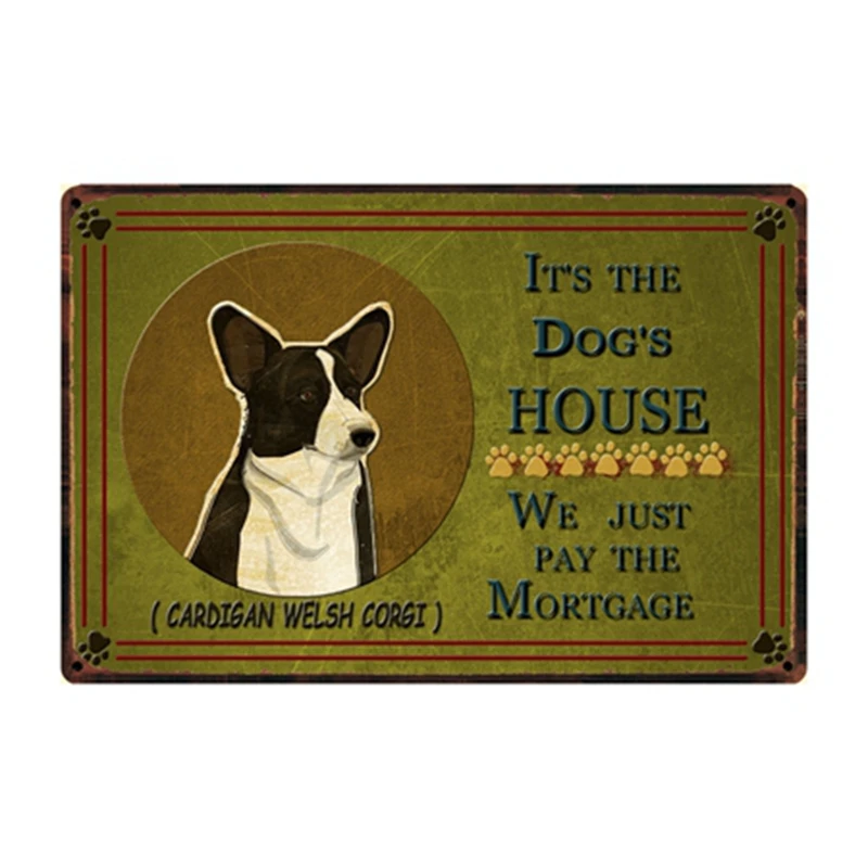 [Kelly66] это дом собаки из изображением собаки породы Вельш-корги-кардиган металлический знак оловянный плакат табличка для домашнего декора настенная живопись 20*30 см размер y-2235