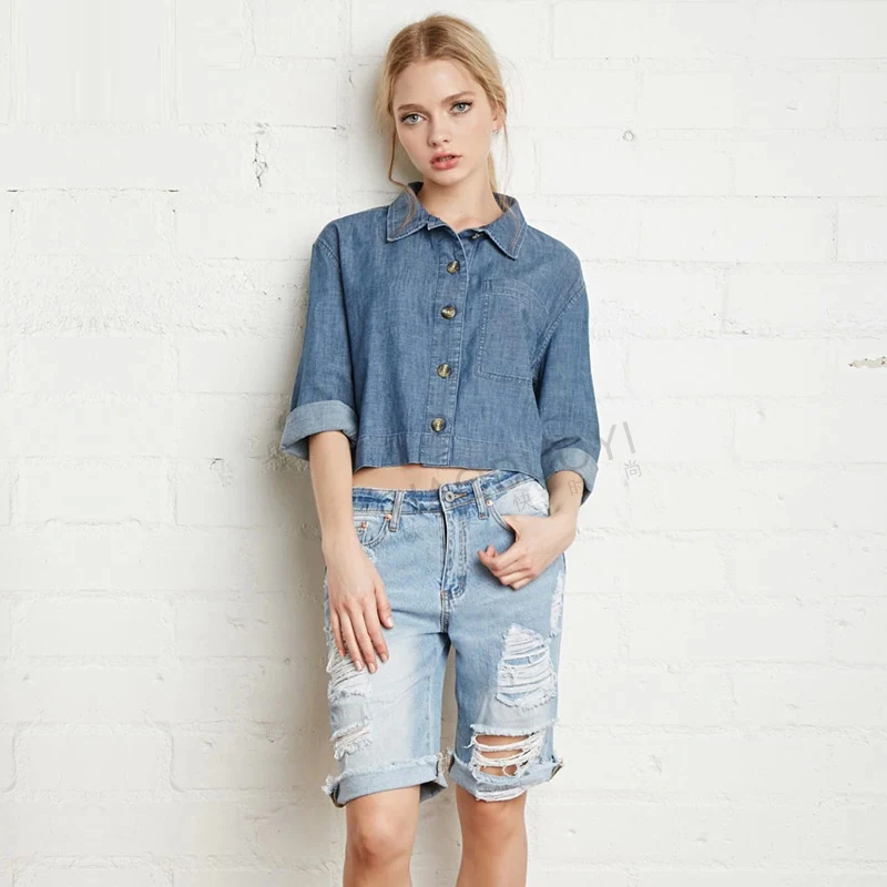 wholesale 2016 fashion washed slim thin short unique fit