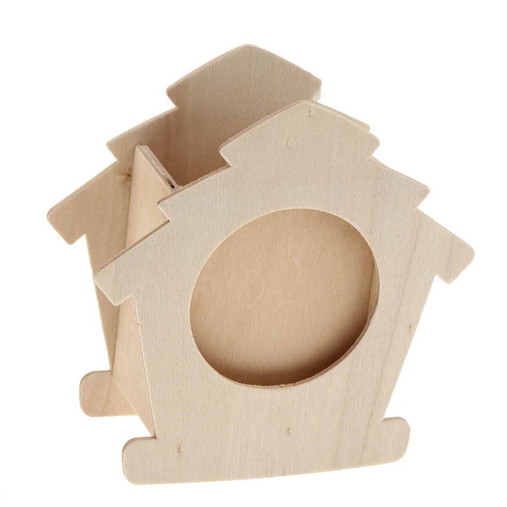 Unfinished Wood DIY Wood Pen Holder Hand Made Desk Organizer Pen Pot School Office Supplies Pen Stand Creative MDF Kids DIY Toys