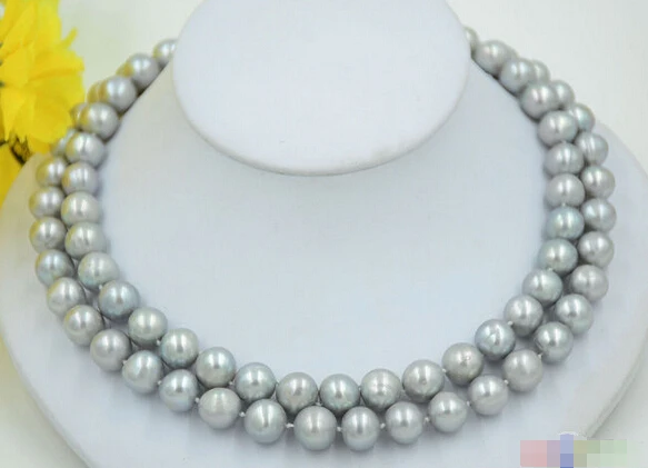 

HOT## Wholesale > P4732 2row 12mm ROUND GRAY Freshwater cultured PEARL NECKLACE