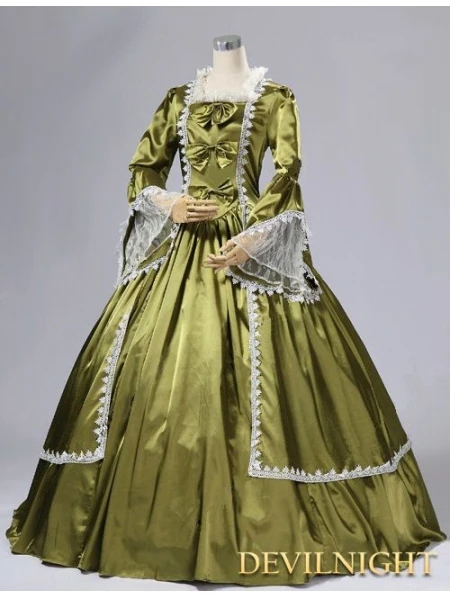 

Satin Trumpet Sleeves Marie Antoinette Masked Ball Gown Victorian Dress