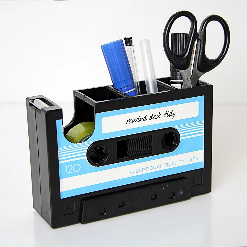 

Retro cassette tape pen stand Desktop Storage Box organizer pen case Tape Block tool Office supplies storage holder pen rack