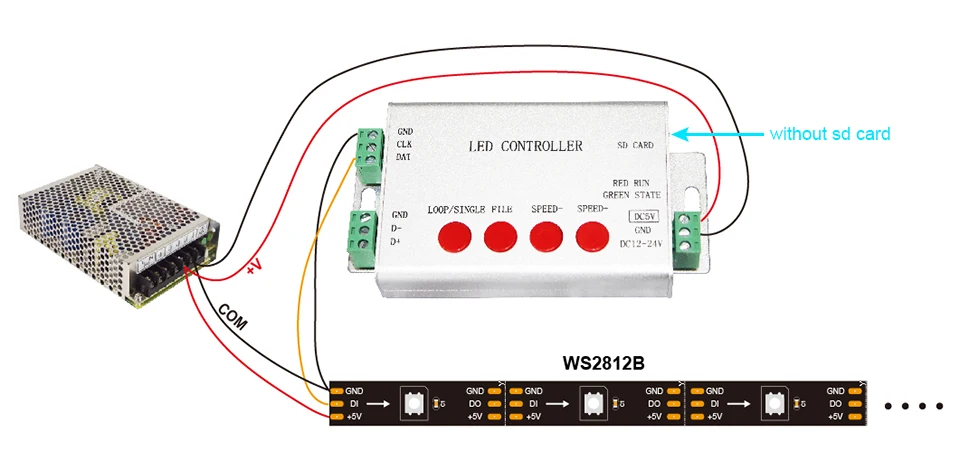 Controlador spi h801sb led cartão sd, controle