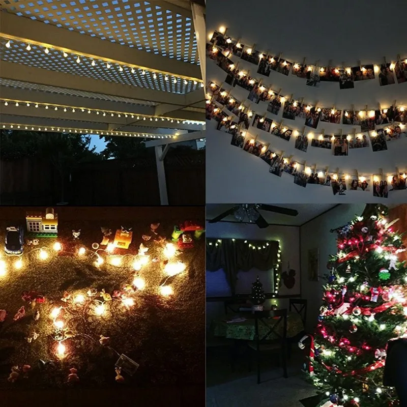 Corda de Fadas Festa de Casamento Natal ao ar Bolas Luzes Decorativas Bateria Operado Livre Guirlanda Decoração 100 m 800 Led 37 fairy string